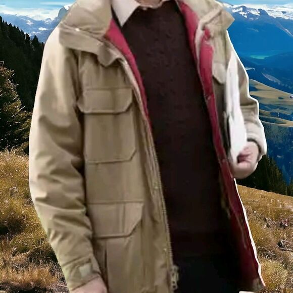 Vintage Woolrich Field Coat XL Mens Tan Beige Red Lining Utility Cargo Pockets - Picture 13 of 16